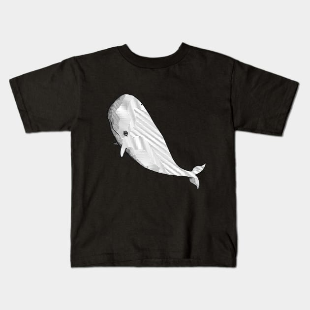 A white whale with geometric striped pattern Kids T-Shirt by Collagedream